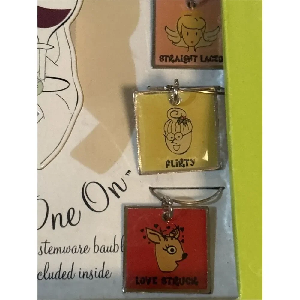Tie One‎ On Holiday Wine Glass Charm Stemware 6 Pc Coasters & Baubles